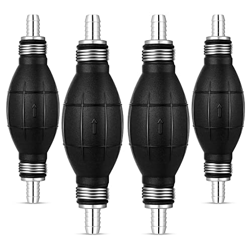 BBTO 4 Pieces Black Primer Bulb Rubber Fuel Pump Transfer Vacuum Fuel Primer Bulb Marine Gas Siphon Hand Pump Outboard Line for Petrol Marine Boat Accessories(3/8 10mm)