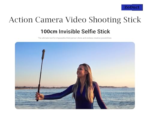 Image of Universal Invisible Action Camera Monopod Stick with Soft Grip Metal Heavy Duty Stick 100cm Compatible with Insta 360 X4, X3, X2, Go Pro Hero 13,12,11,10,9,8,7 and Other Action Camera.