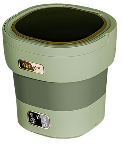 SHICAIJIA小型洗濯機 折りたたみ式 ミニ洗濯機 12L大容量 バケツ式 ポータブル 手動 脱水機能付き ウォッシュボーイ 下着 ベビー服 一人暮らし 旅行 コンパクト収納 (ライトグリーン,13リットル(1〜7人))