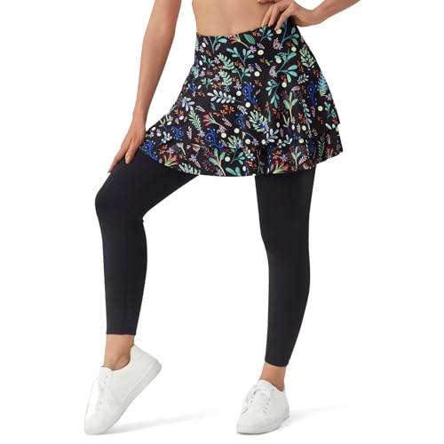 beroy Skirted Leggings for Women Active Tennis Ruffle Pleated Skort Athletic Golf Pickleball Skirt Pockets