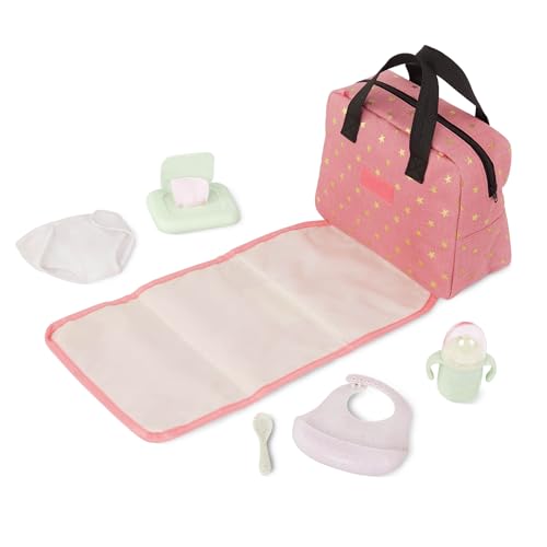 LullaBaby – Diaper Bag With Changing Mat – Storage Pockets & Supply Toys – Baby Doll Accessories – Pretend Play – Kids Ages 2 & Up – Baby Doll Diaper Bag Set
