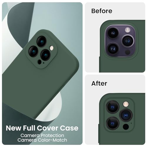 Image of FireNova Designed for iPhone 14 Pro Max Case, Silicone Upgraded [Camera Protection] Case, Soft Anti-Scratch Microfiber Lining Inside, 6.7 inch, Alpine Green