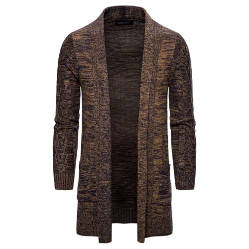 Long Cardigan Sweaters for Men Ribbed Knit Sweater Ruffle Shawl Collar Cardigan Open Front Cardigan Drape Cape