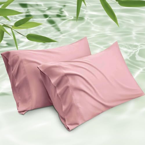 Image of Mush Bamboo Solid Pillow Cover Set of 2|400 TC|100% Bamboo Pillow Cover for Hair&Skin|Breathable,Silky Soft&Envelope Pillowcases for Hot Sleepers&Night Sweats|17 inchX 27 inch (Lavender Haze,King)