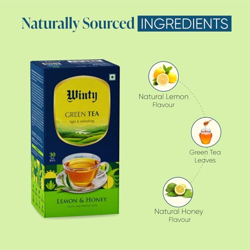 Image of Winty Lemon & Honey Green Tea - Pack of 2 (30 Bags Each) | Aromatic Blend | Authentic Wellness Ingredients | For Weight Management, Immunity and Detox | Herbal Tea with No Preservatives