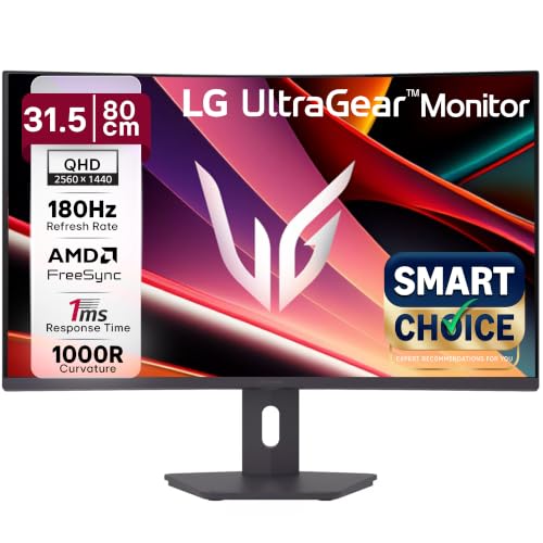 Image of LG 32G600A 80cm (32 Inch) Ultragear Curved QHD (2560x1440) Gaming Monitor, 180Hz, 1ms(GtG), 3-Side Virtually Borderless, Anti-Glare, AMD FreeSync, DP, HDMI X 2, Tilt /Height /Swivel Adjustable (Black)