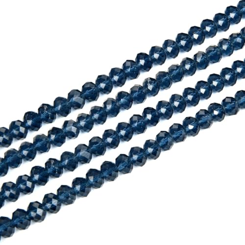 Image of 1000pcs Czech Faceted Rondelle Crystal Glass Beads 4mm Small Tiny Bulk Dark Sapphire Blue