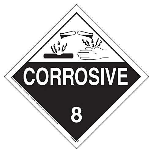 Class 8 Corrosive Placard, Worded, 10.75