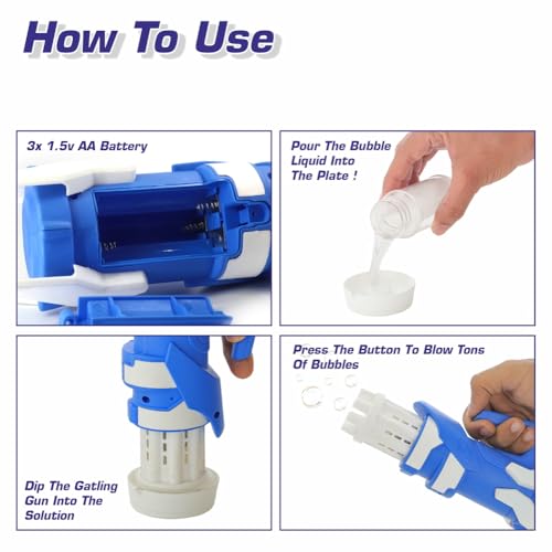 Image of Aditi Toys Gatling Bubble Gun for Kids, 8- Hole Bubble Gun Toy for Kids Above 3 Yrs, Bubble Machine for Indoor & Outdoor Play, 100% Safe & Skin Friendly (Bubble Solution Included), BIS Approved