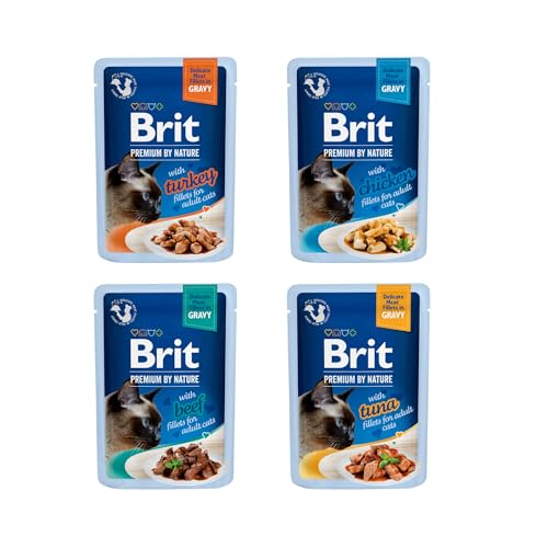 Brit Premium Delicate Nassfutter Multipack für Katzen, zarte Filets in Soße, Huhn, Truthahn, Rind & Thunfisch, proteinreiches Katzenfutter, 12 x 85 g – Bild 3