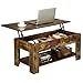 Yaheetech Table Basse avec Plateau Relevable, Table de Salon Moderne en Bois, Table élévatrice avec Porte-Revues, Compartiment Caché, Une Étagère de Rangement, Salon Chambre