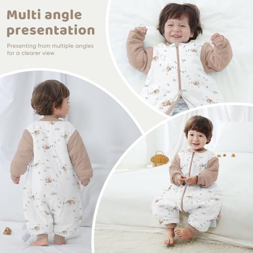 Image of Baby Sleeping Bag Baby Sleep Sack Split Leg with Removable Sleeves, Baby Cotton Sleeping Bag, Winter Toddler Sleeping Bag