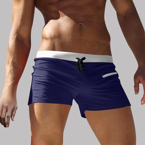Mens Square Leg Swim Trunks Summer Beach Retro Drawstring Quick Dry Swim Brief Hot Body Sexy Swimsuit with Zip Pocket2