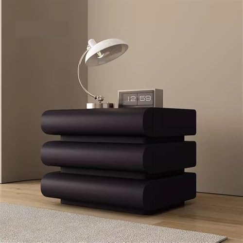 Minimalist Gray Nightstand with 3 Drawers - Heavy Duty Bedside Table & Storage Cabinet for Living Room, Bedroom, and End Table Use.