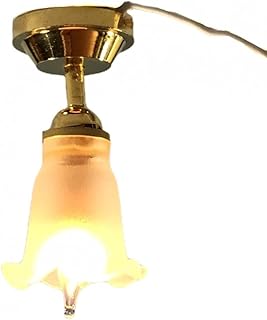 Melody Jane Dollhouse Ceiling Light Frosted Tulip Shade 12V Miniature Electric Lighting