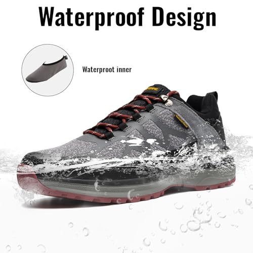 ANJOUFEMME Tênis de caminhada impermeável masculino leve respirável para trilhas de caminhada para u