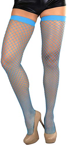 Image of ToBeInStyle Women's Vibrant Large Net Fishnet Thigh High Elastic Nylon Novelty Stockings