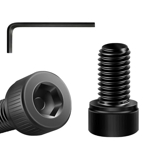 Wavanta 20Pcs M6 x 12mm Hex Socket Head Cap Screws Bolts, 12.9 Grade Alloy Steel, Black Oxide Finish, Allen Socket Drive, Full Threads, with Hex Spanner