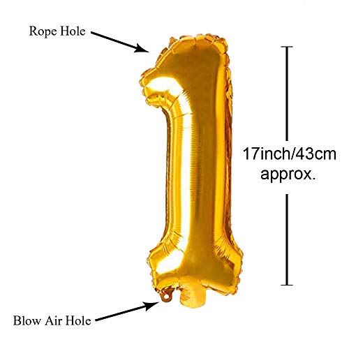 Image of AMFIN 17 inch 1 Number Foil Balloon, Birthday Decoration Items - Gold