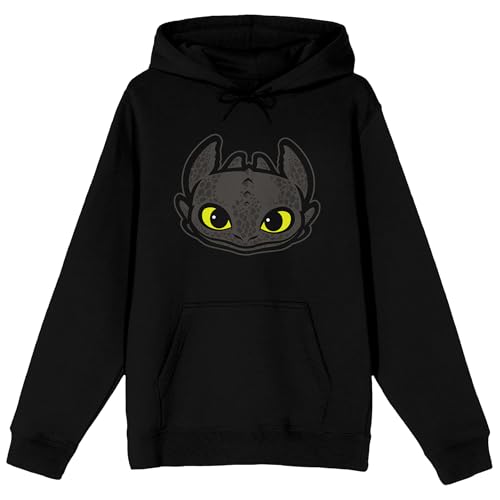 Bioworld How to Train Your Dragon Toothless Head Vector Graphic on Black Adult Hoodie