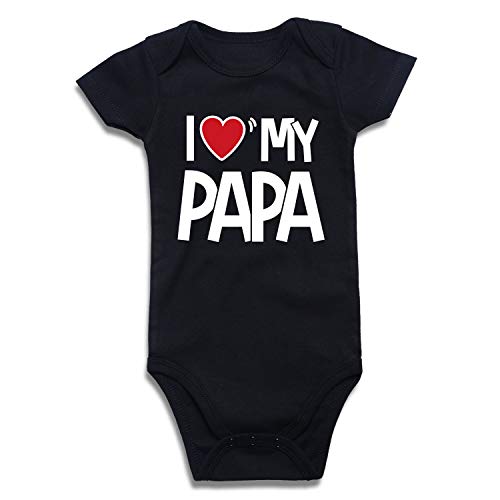 Image of SOBOWO I Love My Papa Funny Saying Onsie Baby Boy Girl Bodysuits Pregnancy Announcements Onsies Romper Clothes(3-6 Months, I Love My Papa Black)