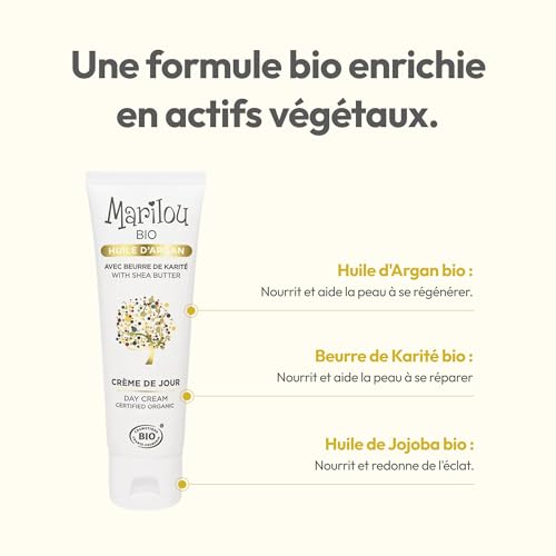 Marilou Bio - Crème visage de Jour à l'Huile d'Argan bio du Maroc - Nourrissante et hydratante pour peaux sèches - 99% d'ingrédients d'origine naturelle - 50ml – vue 3