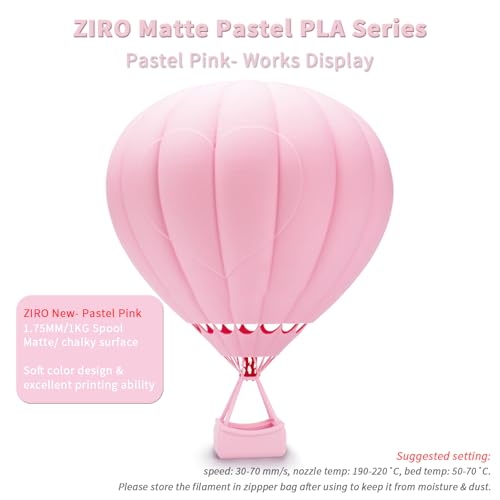 Image of ZIRO Matte Pastel Colors PLA Series, Tougher & Stronger, 1kg Pastel Pink | Fit for Most FDM 3D Printer, 1.75mm 1KG Spool, Dimensional Accuracy + /-0.03mm, Colorful PLA FilamenT