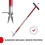GARDEN WEASEL WeedPopper Step & Twist – czarny ergonomiczny uchwyt, narzędzie do usuwania chwastów do usuwania mniszka lekarskiego, trawy krabowej i korzeni, wytrzymały trawnik i chwastownik ogrodowy
