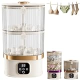 Mini Portable Washing Machine,Cordless Dual Tub Underwear Washer,Rechargeable Travel Laundry Washer for Socks,Bras,Baby Clothes,Panties,Compact 2L+2L Small Washer with 3 Wash Modes(Gold)
