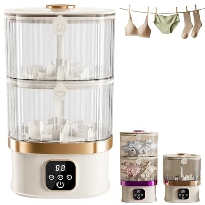 Mini Portable Washing Machine，Cordless Dual Tub Underwear Washer，Rechargeable Travel Laundry Washer for Socks，Bras，Baby Clothes，Panties，Compact 2L+2L Small Washer with 3 Wash Modes(Gold)