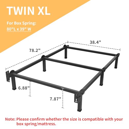 Superay Metal Bed Frame, 6-Leg Bed Base, 8 inches Support for Box Spring, Twin XL, Easy Assembly, Black by Superay - Used condition - Image 3