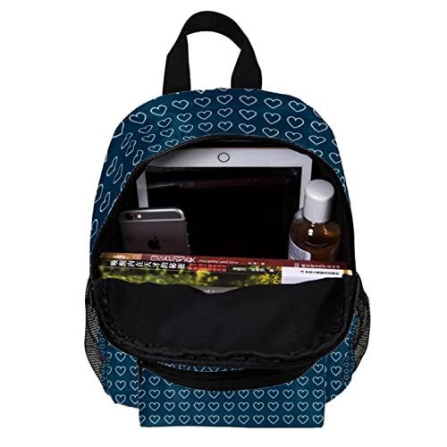 Sac à dos enfants bleu à cœurs 30 cm pour petits - 5