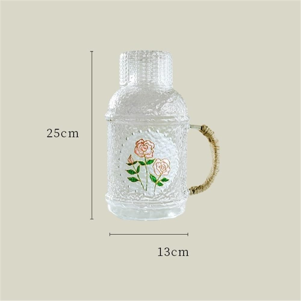 Jarra Jarra de agua vidrio 2200 ml con tapa | Hervidor de vidrio resistente al calor con taza
