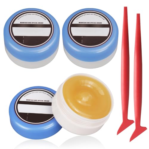 3PCS Lithium Grease for Bikes,Multi-Purpose Bike Grease 30g, Anti-Seizure Copper and Silicone, O-Ring, Suitable for Bearings, Chains, Garage Door Hinges, Window Tracks (With Oil Scraper * 2)
