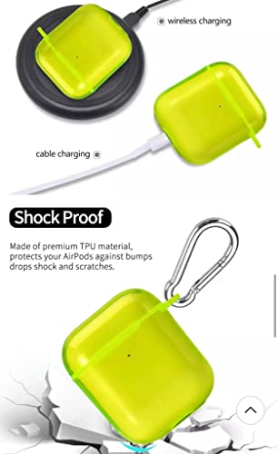 Airpods Pro Case Neon Ultra Slim ,With Keychain ,6 Variatons Of Candy Colors Transparent Clear Hard Pc (Front Led Visible) (Dark Blue) #TOP5