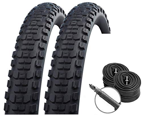 Set: 2 x Schwalbe Johnny Watts schwarz FALTREIFEN 29x2.35/60-622 + Schwalbe SCHLÄUCHE Rennradventil Cover