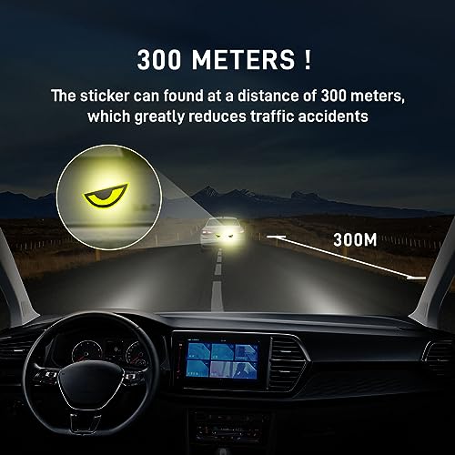 Image of Thcbme 2 Pack Car Stickers Eye Yellow Night Safety Driving Reflective Cute Caution Decal, Motorcycle Helmet Stickers Decals, for Bumpers, Window, Laptop, Wall (Yellow) Reflective 4 inch by 2 inch