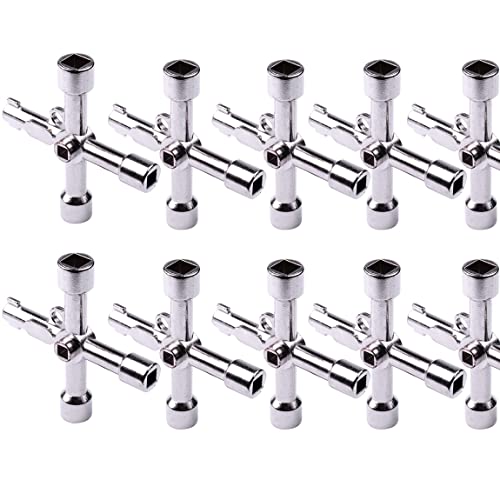 ATOPLEE 10pcs Electrical Cabinet Key, Surface Polished Antirust 4 Way
