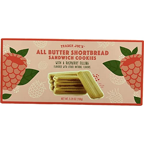 Trader Joe's All Butter Shortbread Sandwich Cookies with a Raspberry Filling (Pack of 1)