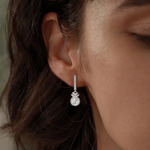 Small Classic Hoop Earrings with Dangle for Women Sterling Silver Waterdrop Earrings Hypoallergenic Cubic Zirconia Teardrop Loop Earrings with Dangling Charms Elegant Earrings Gifts for Her Mom Wife2