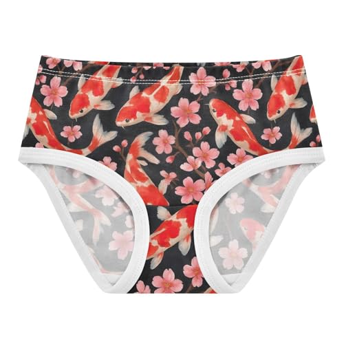 Joisal Cute Fish Pink Cherry Blossom Girl Panties Cute Girls Underwear Toddler Cotton Fun Print Briefs Undies Kids 2t