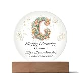 Happy Birthday Carmen v01 - Circle Acrylic Plaque Personalized Name