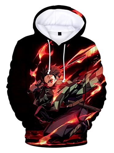 Sudadera con capucha unisex de anime con estampado 3D Tanjiro Nezuko Inosuke Zenitsu Anime Cosplay Disfraz para hombre y mujer, imagen00306, M