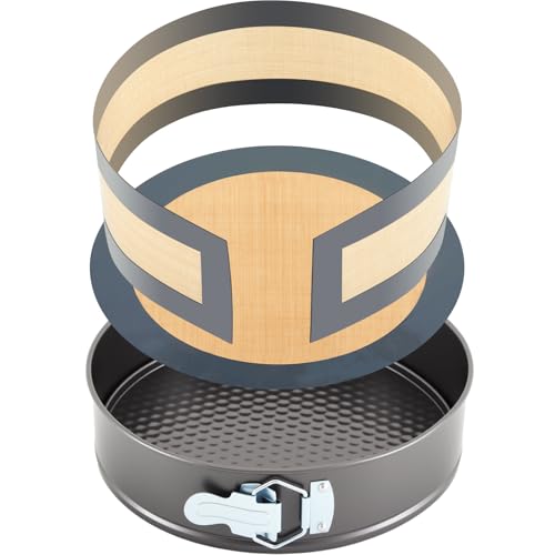 Honeydak 9 Inch Springform Pan with Silicone Baking Mat Set Non-stick Cheesecake Pan with Removable Bottom Protector Prevent Cake from Sticking to Bottom and Side Easy Clean Silicone Liners for Baking