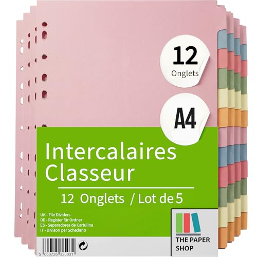 Intercalaires A4 colorés pour organiser les cours des élèves et le bureau