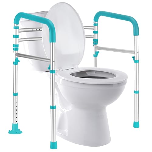 Image of Lianjindun Toilet Safety Rails (350 lb), Adjustable Toilet Frame for Elderly, Seniors, Handicap & Disabled, Foldable Handicap Toilet Handles Fit Any Toilets(Peacock Blue)