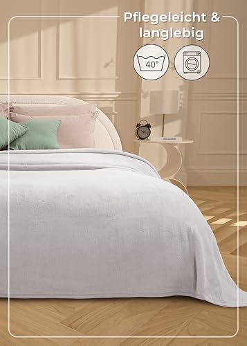 LAYNENBURG Premium Baumwolldecke 150x200 cm - Oeko-TEX 100 - Baumwollmix Kuscheldecke - Decke als Wohndecke, Sofa-Decke & Couchdecke - Wolldecke kuschelig-warm aus Baumwolle (hellgrau)