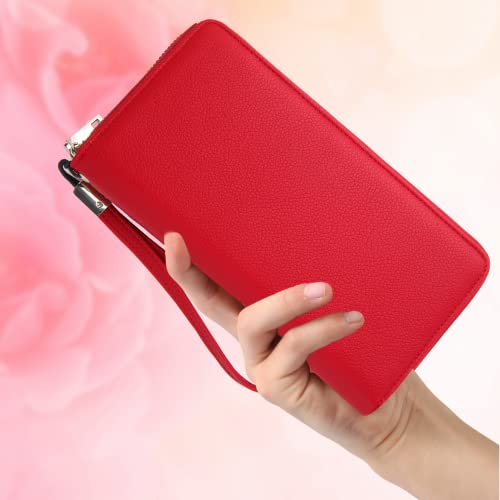 Himi Wallet For Women Large Capacity Rfid Blocking Leather Wallet With Zipper And Wristlet Phone Clutch (Wine Red) #TOP1