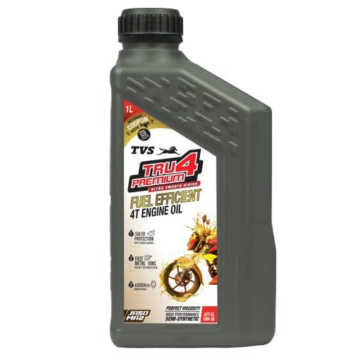 Image of TVS TRU4 PREMIUM Engine OIl 1L, 10W30, API SL and JASO MA2,HIGH PERFORMANCE SEMI SYNTHETIC FUEL EFFICIENT ENGINE OIL for bikes