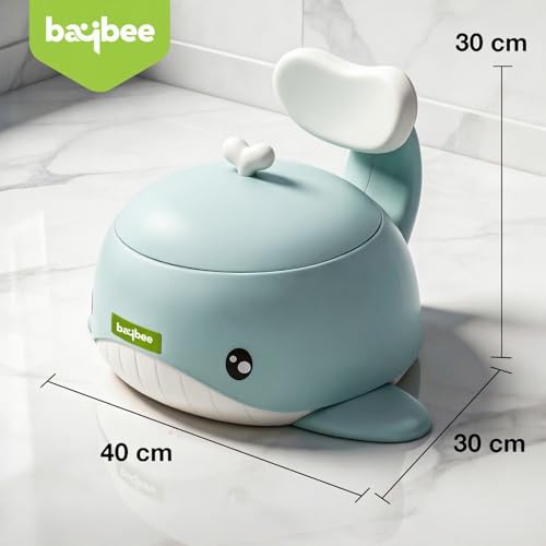 Image of Baybee Dolphin Potty Seat for Kids 2-5 Years | Baby Toilet Seat with Back Support & Anti Slip Base | Portable Potty Training Seat with Grip Handle | Baby Toilet Chair for Kids Boys Girls(Blue)